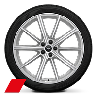 Jantes Audi Sport, style étoile à 10 branches, Gris Platine, tournées brillantes, 9,0J x 21, pneus 265/35 R21