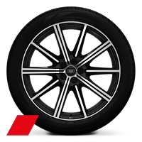 Velgen Audi Sport, 10-spaaks-ster, zwart metallic, glansgedraaid, 8,5Jx20, bandenmaat 255/40 R20