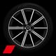 Jantes Audi Sport, 10 branches en étoile, noir métallisé, finition brillante, 8,5Jx20, pneus 255/40 R20
