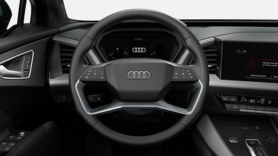 Leather, multifunction steering wheel
