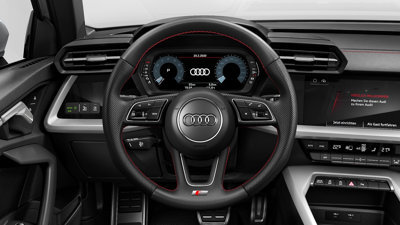 3-spoke leather multi-function steering wheel with gear-shift paddles for S tronic transmissions