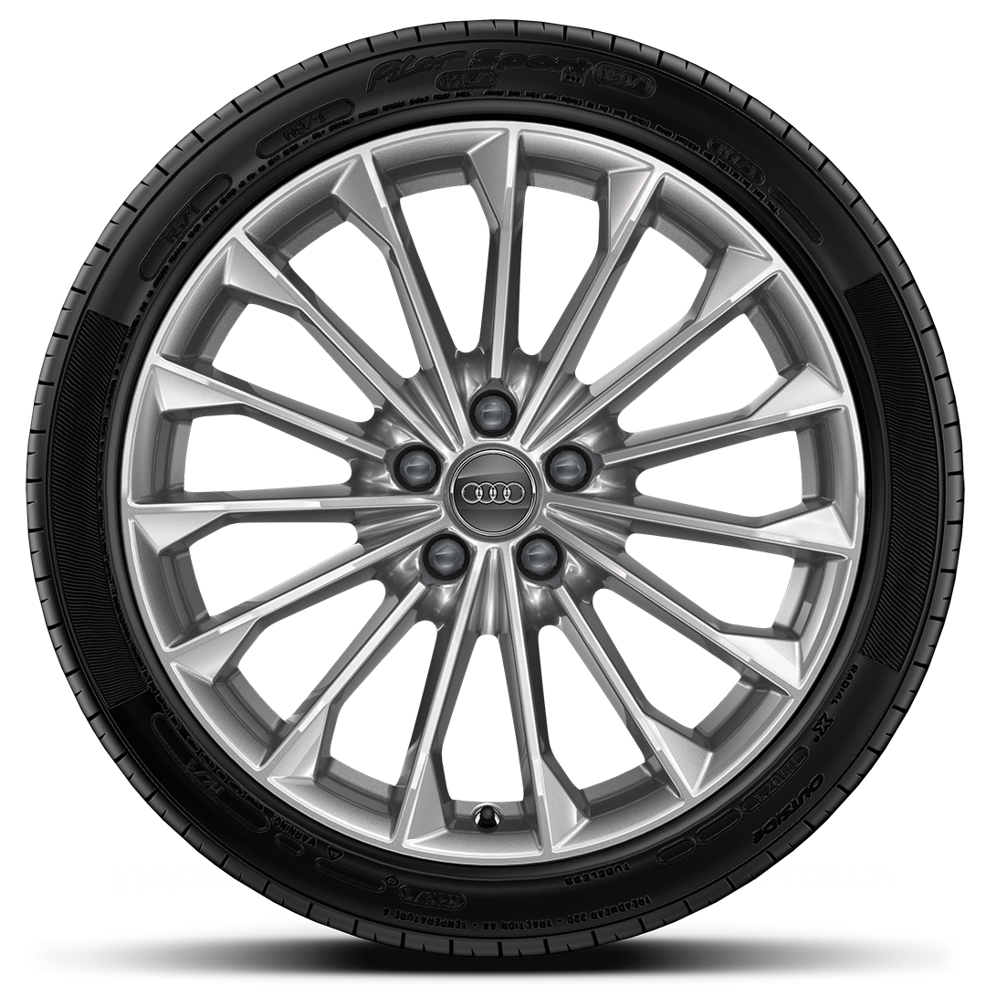 Rodas de alum&iacute;nio fundido em design de 15 raios, tamanho 9J x 19 com pneus 255/45 R19