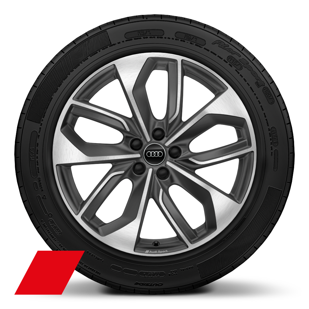 20&quot; x 9.0J &apos;5-twin spoke&apos; matt titanium finish Audi Sport alloy wheels with 255/50 R 20 tyres
