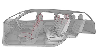 Bordini dei sedili e dei poggiatesta Audi exclusive per sedili con profilo personalizzato