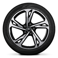 Rodas em design "Offset" de 5 raios duplos, Preto, polidas por torneamento, 9J|11J x 20, pneus 245/45|285/40 R20