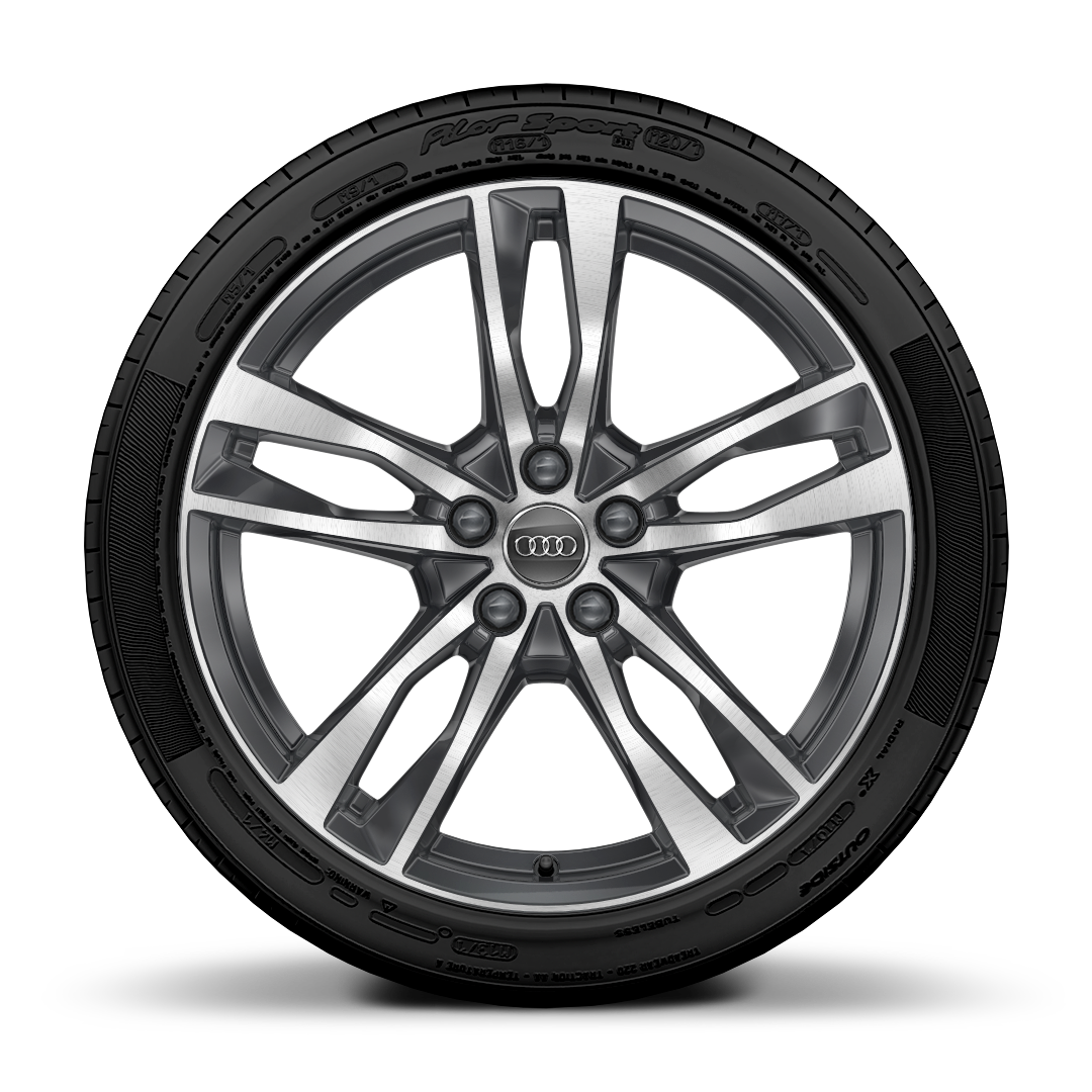 Jantes de liga leve 19" com 5 raios duplos, cinzento contraste e parcialmente polidas e pneus  245/45 R19