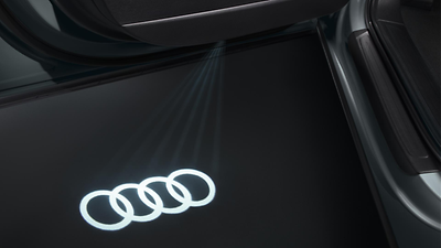 LED de seuil de porte avec projection des anneaux Audi, sur les modèles avec éclairage de seuil à LED