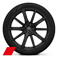 Llantas Audi Sport en diseño estrella de 10 radios en V, negro, tamaño 9,0 x 21, con neumáticos 265/35 R21