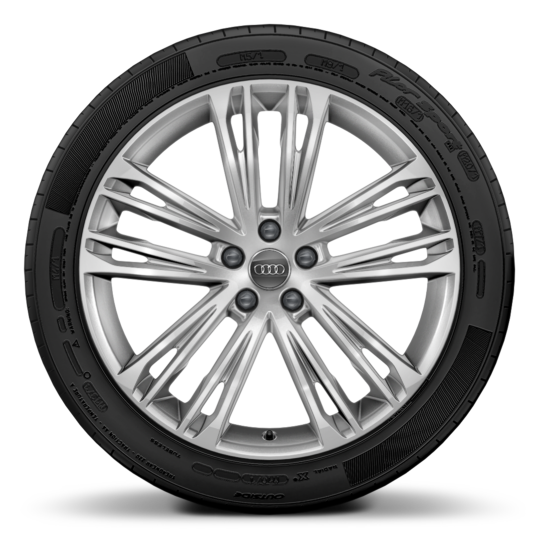 Rodas de alum&iacute;nio fundido em design V de 5 raios duplos, 8,5J x 20 com pneus 255/40 R20