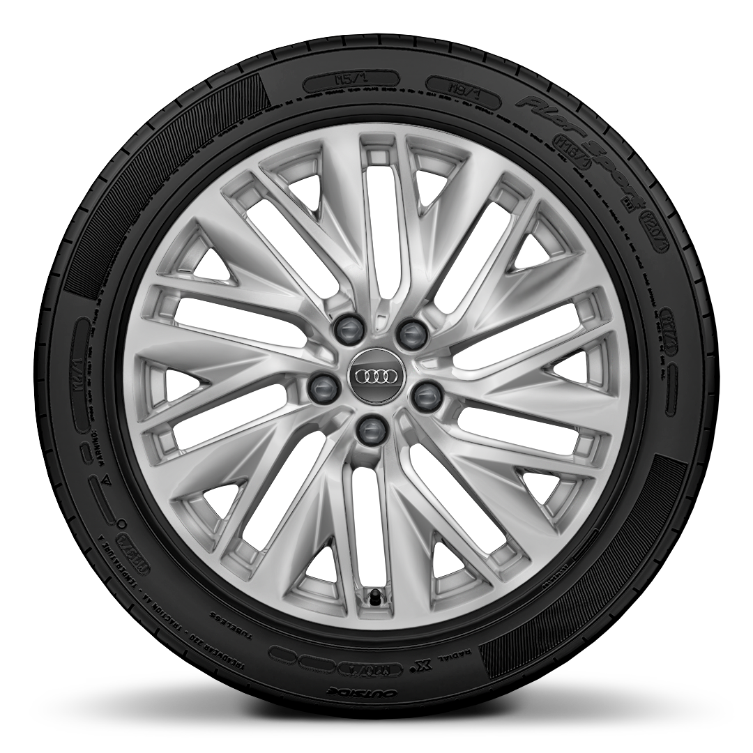 Rodas de alum&iacute;nio fundido em design de 10 raios em Y, tamanho 8,5J x 19 com pneus 245/45 R19