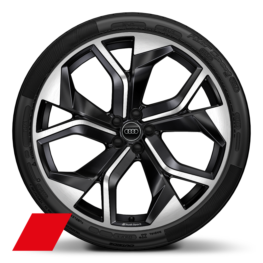 23&quot; x 10.5J &apos;5-Y-spoke rotor&apos; design Audi Sport alloy wheels in gloss anthracite black, diamond cut with 295/35 R23 tyres