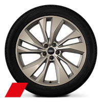 21" aluminiumfälgar, Audi Sport, 5-dubbelekrad turbindesign, matt neodymguld