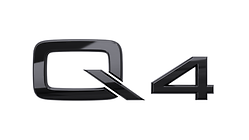 Modellbezeichnung Q4 in Schwarz, für das Heck