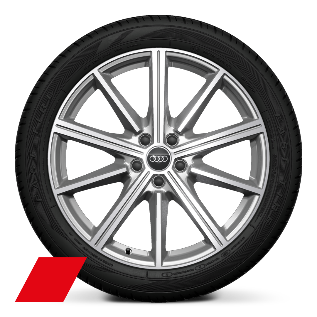 Llantas Audi Sport, diseño estrella de 10 radios, Gris Platino, torn. brill., 8,5J x 20, neumáticos 255/40 R20