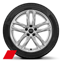 Cerchi in lega di alluminio Audi Sport 8 J x 18 a 5 razze doppie con logo Audi Sport e pneumatici 245/40 R 18