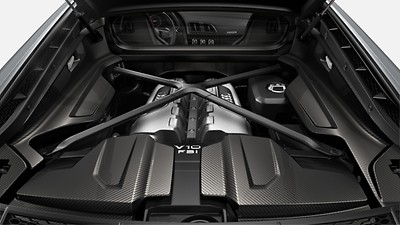 Engine cover in glossy carbon