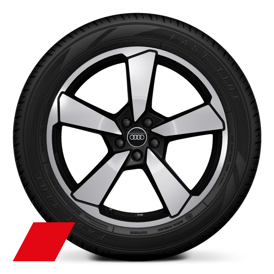 Audi Sport wheels, 5-arm cutter style, Anthracite Black, diamond-turned, 8.0J x 20, 255/45 R20 tires