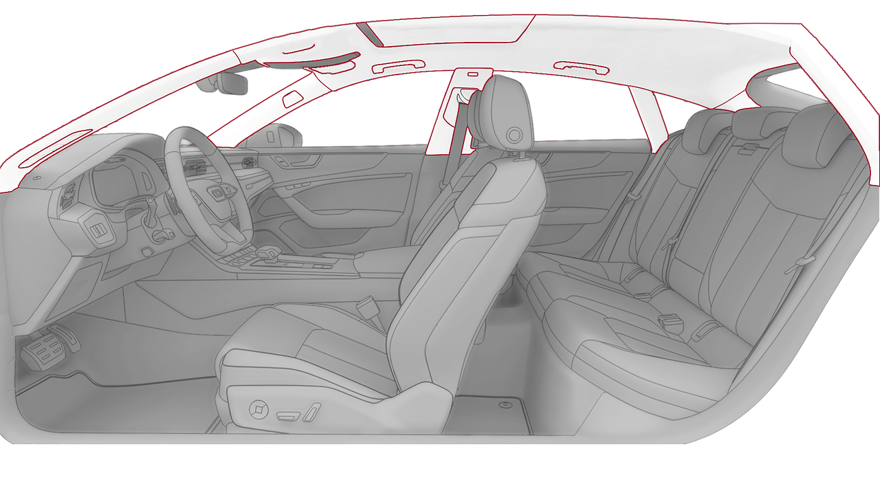 Revestimento do teto em Preto Alcantara Audi exclusive