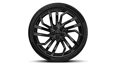 Winter-Aluminium-Gussräder im 5-Segmentspeichen-Evo-Design in schwarz glänzend, 9,0J x 20, Winterreifen 275/30 R20