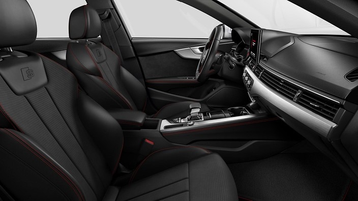 Leather/Dinamica interior with red stitching