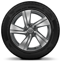 Rodas de alum&iacute;nio fundido em design din&acirc;mico 5 bra&ccedil;os, Cinza Contra., parc. polidas, 7J x 18, pneus 215/50 R18