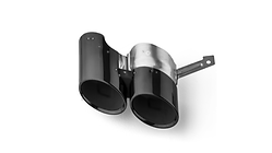 Sport tailpipe trim, for vehicles with single tailpipe on the left and right, chrome-finished, black, left