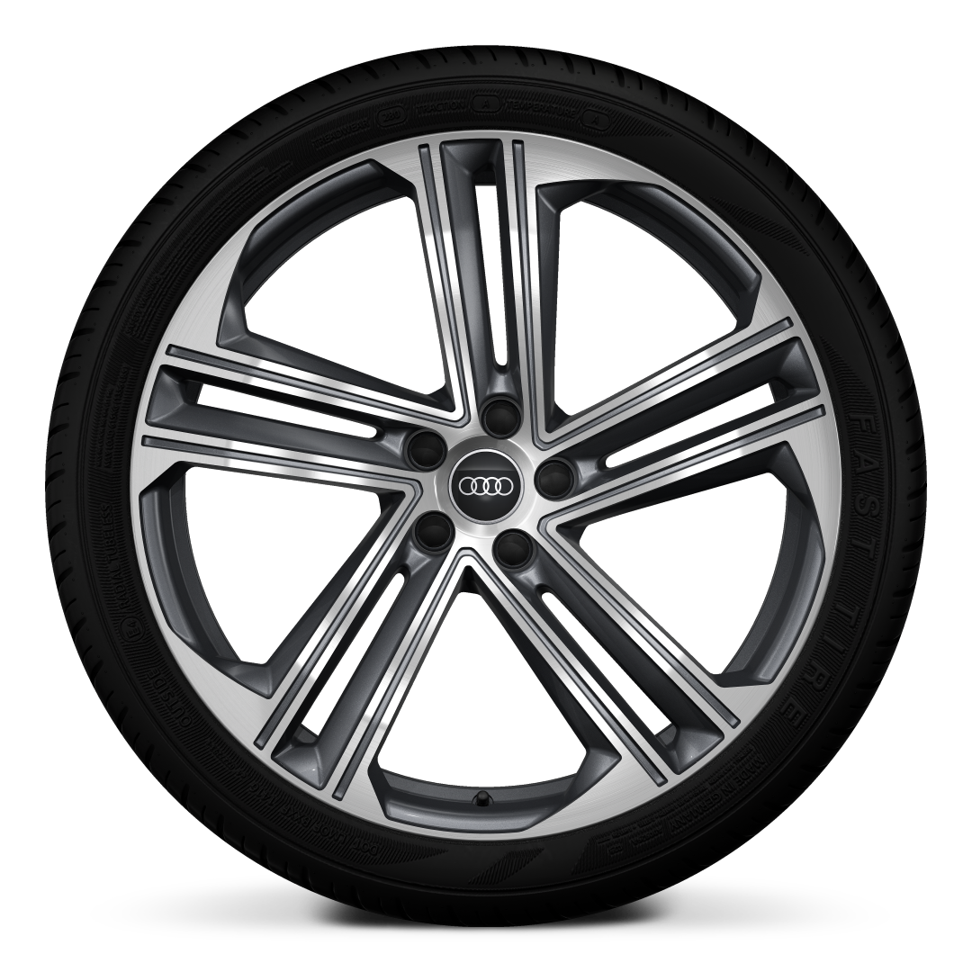 Wheels, 5-parallel-spoke, Graphite Gray, gloss turned finish, 8.5J x 21, 255/35 R21 tires