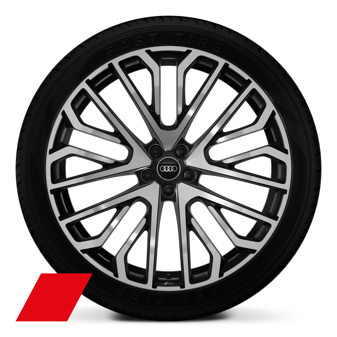23" Audi Sport multi-spoke design wheels, black metallic, diamond-turned finish 