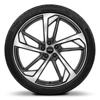 Rodas de alum&iacute;nio fundido Audi Sport em design trap&eacute;zio 5 bra&ccedil;os, est.tit.fos., pol. torn., 8,5J x 21 pneus 255/35 R21