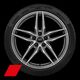 19" '5-arm twin-spoke design' forged aluminium wheels in matt titanium, diamond cut finish (19" × 8.5J 245/35 front tyres and 19" × 11) 295/35 R 19 rear tyres)