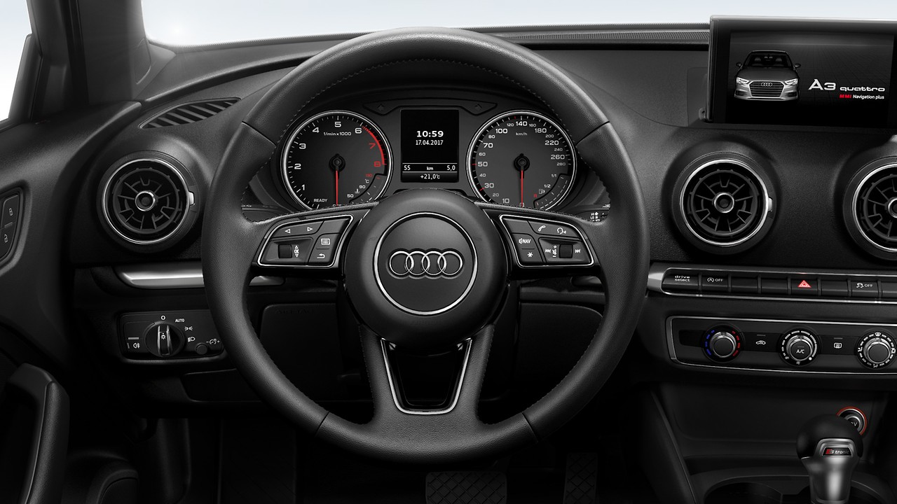 3-spoke leather trimmed multi-function Sport steering wheel