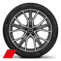 Jantes de liga leve Audi Sport 8,5J x 20 com design de 5 raios em V e look em tit&acirc;neo com pneus 255/40 R20