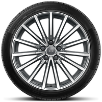 Cerchi in lega di alluminio 8,5 J x 19 con design multi-razza, in grigio contrasto, parzialmente lucidi, con pneumatici 255/35 R 19 96Y XL