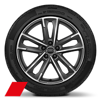 Jantes de liga leve Audi Sport 8,5J x 19, com 5 bra&ccedil;os duplos com look em tit&acirc;nio mate com pneus 255/40 R19