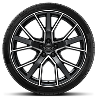 Rodas de alum&iacute;nio fundido Audi Sport em design estrela de 5 raios em V, Preto, pol. torn., 9J x 20 pneus 265/40 R20