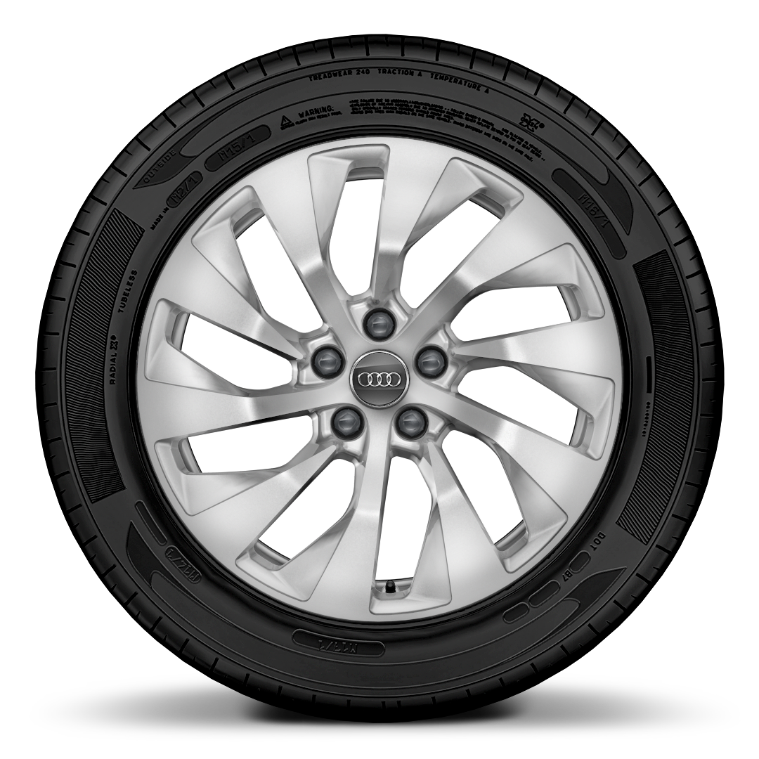 Rodas de alum&iacute;nio forjado em design turbina de 10 bra&ccedil;os, 8J x 18 com pneus 225/55 R18