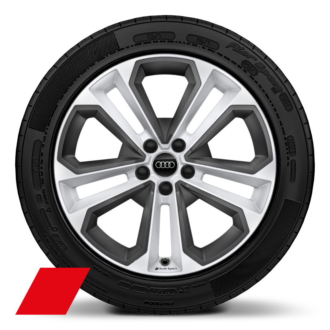 19&quot; x 8.0J &apos;5-double-spoke&apos; design alloy wheels in gloss white, diamond cut finish with 235/40 R19 tyres