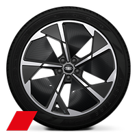 Cerchi in lega di alluminio Audi Sport da 21&quot; design a 5 razze a rotore &quot;Aero&quot;, Nero, torniti lucidi 8,5J x 21, pneumatici 235/45 R21 ant. - 9,0J x 21, pneumatici 255/40 R21 post.