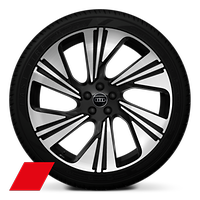 Velgen Audi Sport, 6-segmentspaak, zwart metallic, glansgedraaid, 9,5Jx22, bandenmaat 265/40 R22