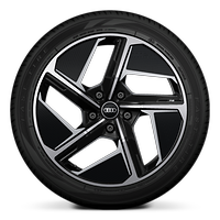Wheels, 5-spoke aerodynamic module style, Black, diamond-turned, 9.0J|11.0J x 20, 245/45|285/40 R20 tires