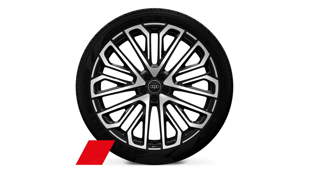 Audi Sport wheels, 22"x10.0J, 'multi- spoke S design', black metallic, gloss turned finish, with 285/35 R22 tyres