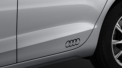 Alerón de cajuela y carcasas de los retrovisores en carbono + sticker aros Audi en puertas traseras