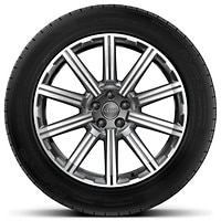 20" 10-spoke-star design polished Gray wheels with 285/45 all-season run-flat tires
