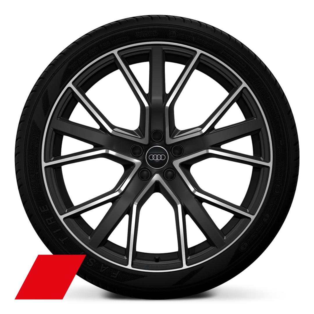 Audi Sport wheels, 22" x 10.0J '5 V spoke star' anthracite black, high-sheen, with 285/35 R22 tyres