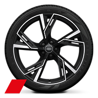 Cerchi Audi Sport in lega di alluminio 8,5J x 21 design a 5 razze a V trapezoidali, look nero antracite, torniti a specchio, con pneumatici 255/35 R21