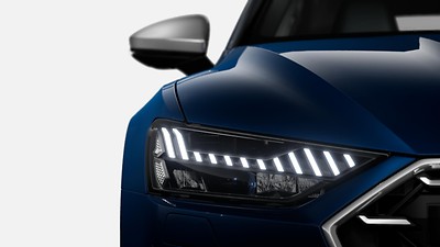 Faros Matrix LED HD con luz láser Audi oscurecida, grupos ópticos traseros LED y sistema lavafaros