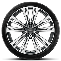 Rodas de alum. forjado em design de 10 raios paralelos, Cinza Contr., parcial. polidas, 9J x 20 com pneus 265/40 R20