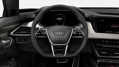 Sports contour leather-wrapped MF Plus steering wheel, 3-spoke, heated, shift paddles, flat-bottomed