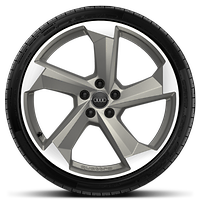 Rodas de alum&iacute;nio fundido Audi Sport em design turb. 5 bra&ccedil;os, est. magn&eacute;sio, pol. torn., 9J x 20, pneus 265/40 R20