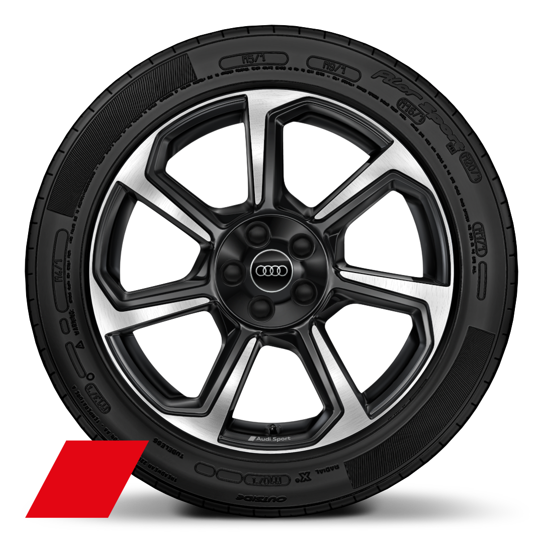Llantas Audi Sport de 19&quot; con diseño rotor de 7 radios, óptica negro antracita brillante (8,5J x 19). Neumáticos 255/45 R 19